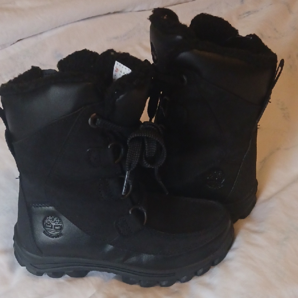 TIMBERLAND Kids Chillberg Waterproof Boots Black Nubuck Size 13